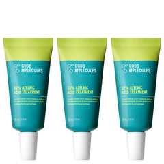 Good Molecules front packaging showing three 30 ml bottles and calming benefits