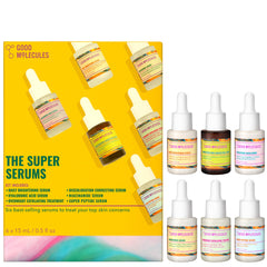Good Molecules front of discovery set box showing all six mini serums and gift-ready packaging benefit