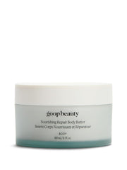 goop jar front view showing sleek label and nourishing body butter benefits