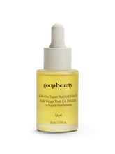 goop nutrient face oil front packaging showing bottle and label, clear product benefit visible