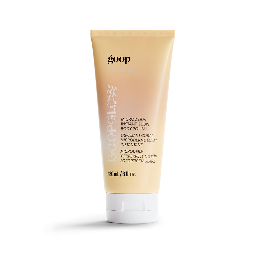 goop microderm front label showing product and benefit of exfoliating clean skin
