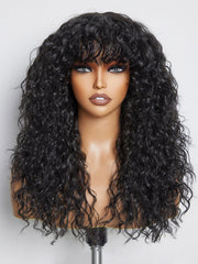 GORGIUS front view of 20-inch curly wig showing natural black style and volume