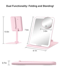 Gospire folded mirror with velvet bag illustrating portability and protected transport