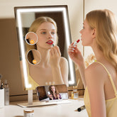 Gospire front view showing full mirror and bright LED lighting benefit accurate application