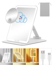 Gospire travel mirror front view with even lighting for flawless makeup