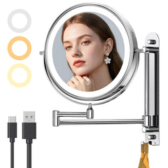 Gospire chrome mirror front view showing full 9-inch face and lighting benefit
