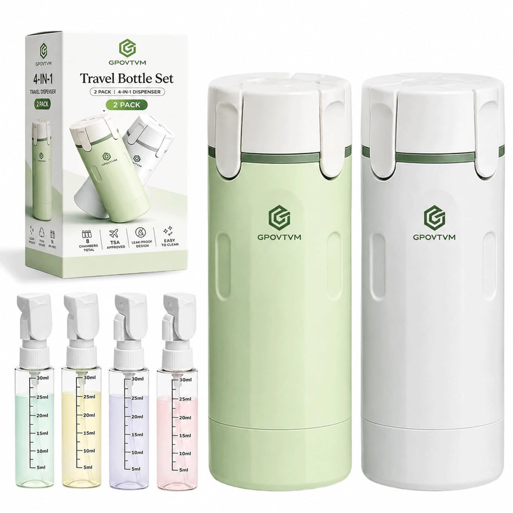 GPQVTVM front view of 4-in-1 dispenser showing compact travel benefit