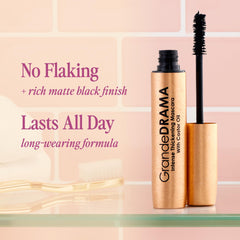 Grande Cosmetics before and after lashes demonstrating thicker, lifted appearance