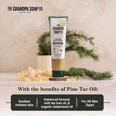 Grandpa's tube being used in shower demonstrating cleansing and refreshing effect
