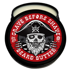 Grave Before Shave jar front view showing label and 4 oz size, conveys premium grooming