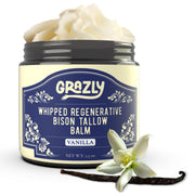Grazly jar front view showing organic vanilla balm and nourishing packaging