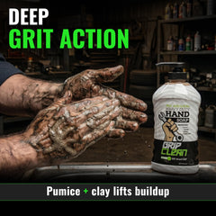Grip Clean pumice texture close-up illustrating abrasive particles for deep cleaning