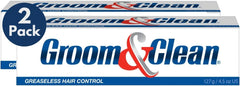 Groom & Clean front packaging showing two 4.50 oz tubes and clear labeling benefits