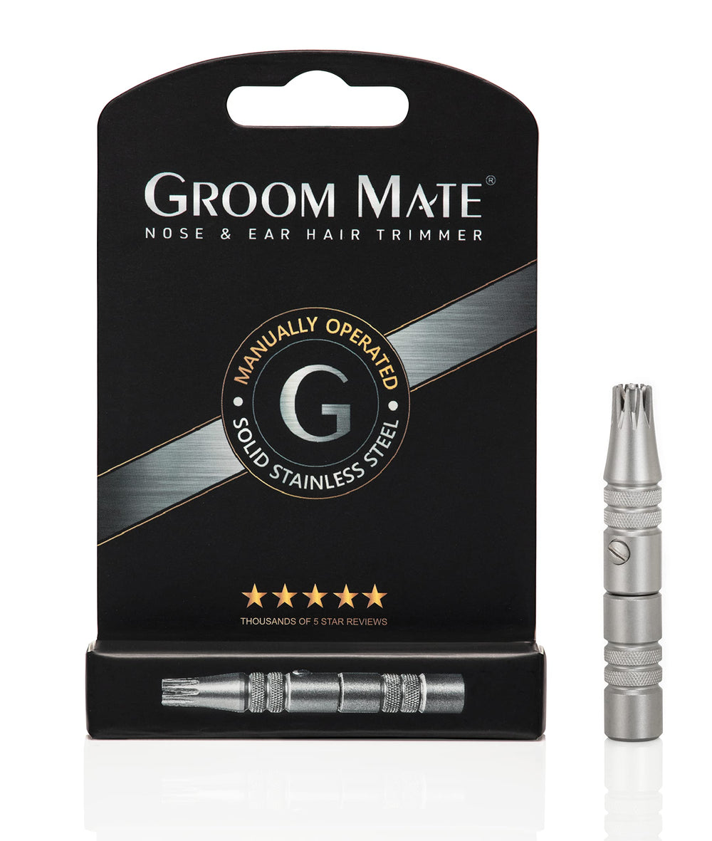 Groom Mate front view of the all‑steel trimmer showing compact profile and durability