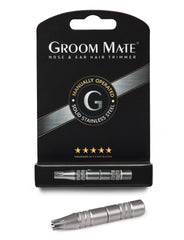 Groom Mate handle closeup highlighting stainless steel finish and ergonomic grip benefit