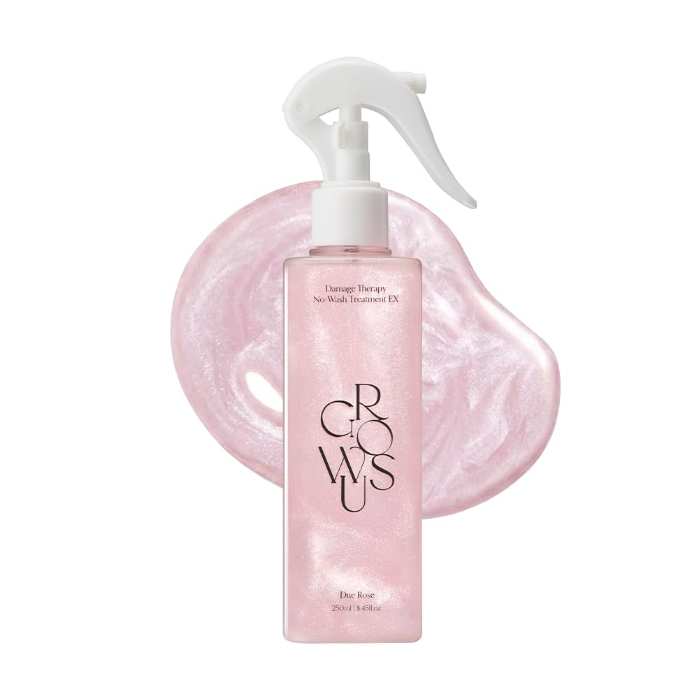 GROWUS front packaging due rose shows product benefits and sleek bottle