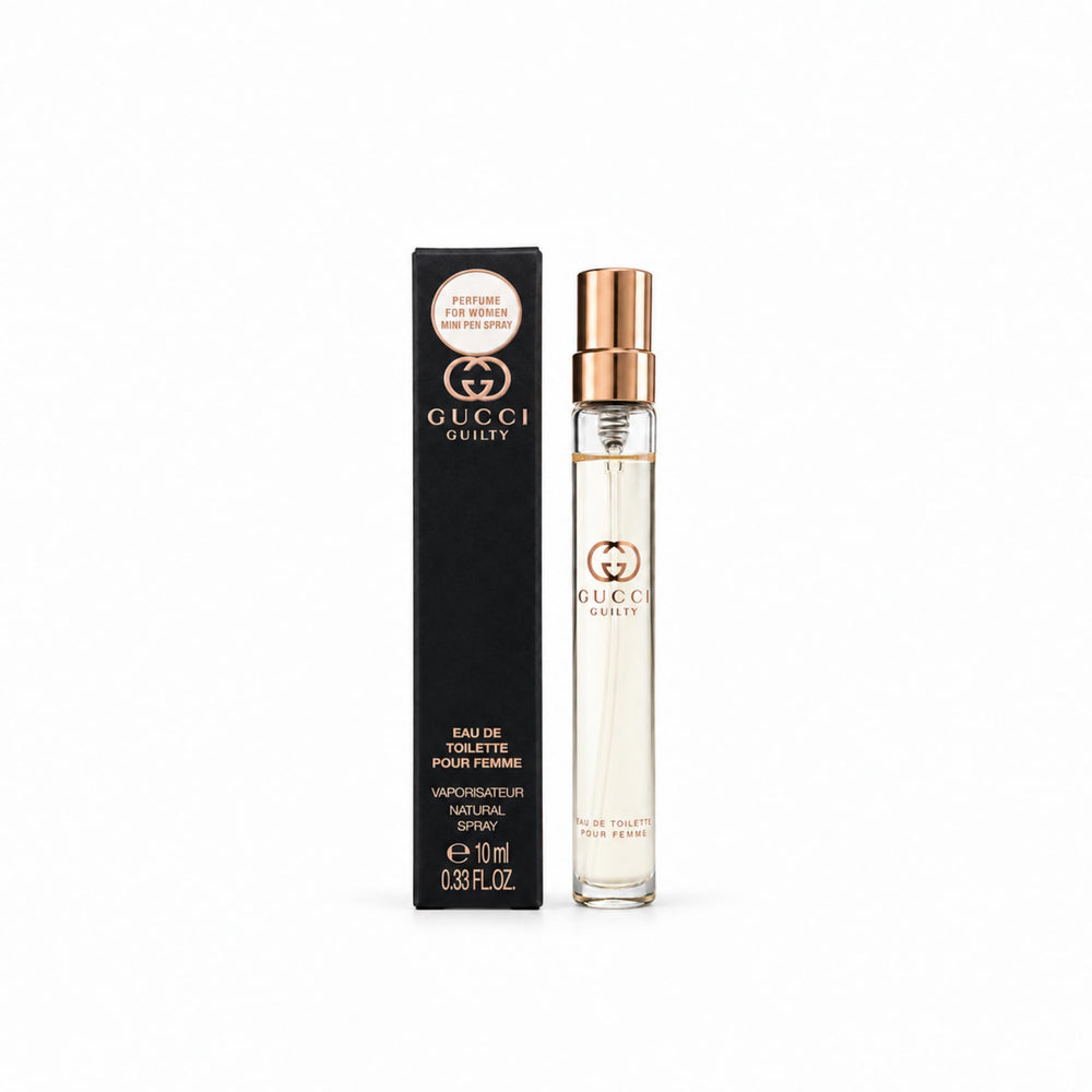 Gucci Guilty front bottle showing sleek compact design and travel convenience