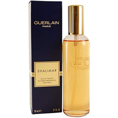 Guerlain Shalimar refill front packaging showing bottle and size benefits