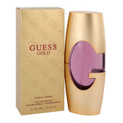 GUESS gold bottle front view highlighting elegant design for confident style