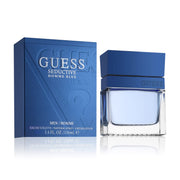 GUESS Seductive Homme Blue front bottle showing sleek packaging and confident style