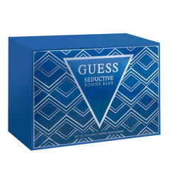 GUESS Seductive Homme Blue set in travel pouch on luggage, convenient packing benefit