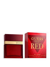 GUESS bottle front view showing bold red design and confident presentation benefit