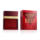 GUESS Seductive Red front bottle showing sleek red glass and logo benefit: instant brand recognition