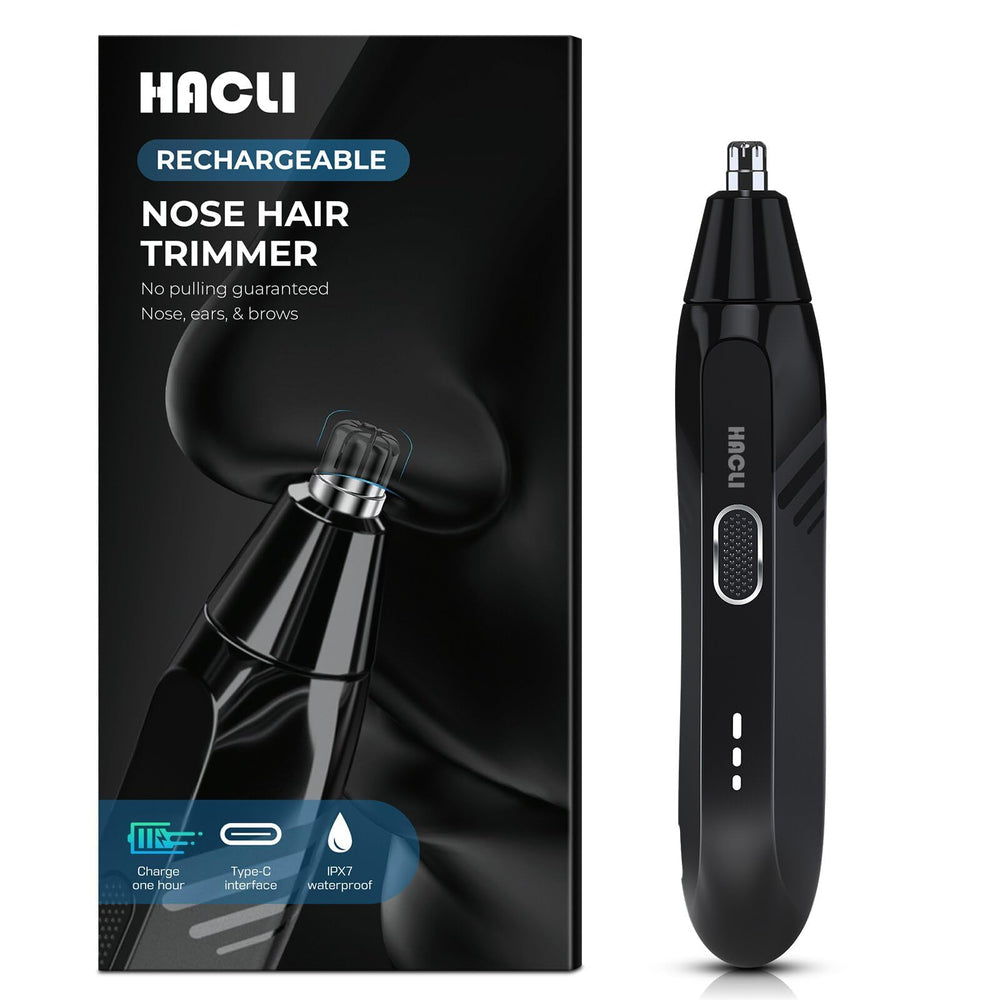 HACU front view showing compact trimmer and packaging for travel convenience