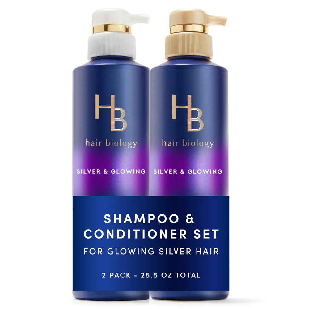 Hair Biology front packaging showing both 12.8 fl oz bottles and benefits