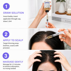 HAIR FERTILIZER being applied to scalp showing targeted use benefit