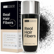 Hair Illusion front packaging bottle showing black fibers and clear label benefit