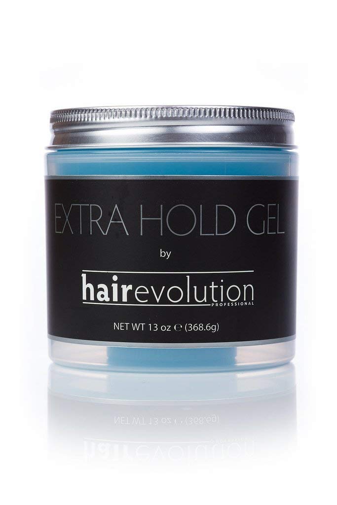 Hairevolution front packaging showing 13 oz gel and clear strong-hold finish