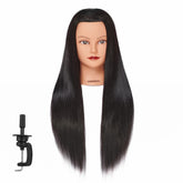 HAIRGINKGO front view of mannequin head showing full-length hair, ideal for styling practice