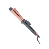 Hairitage front view of curling iron showing sleek handle and cord benefits easy grip