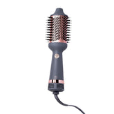 Hairitage front view of matte grey styler showing controls and sleek design for easier styling