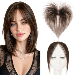 Hairro front view clip-in bangs showing natural fringe and easy styling benefit