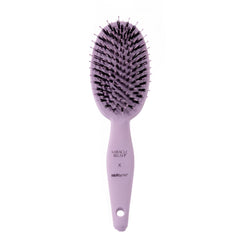HAIRtamin lilac paddle brush front view showing smooth finish and gentle detangling