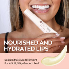 Hanalei lip treatment on fingertip demonstrating easy, precise application