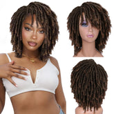HANNE front view short dreadlock wig showing natural finish and instant style