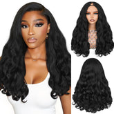 HANNE front view showing natural yaki curly V part and blended look benefit