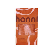 HANNI front view of extra-long shower scarf showing full length and design benefit