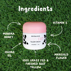 HappyFat ingredients flatlay with jojoba oil and Manuka honey benefits
