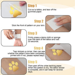 Harloon temporary paw tattoo applied on hand, easy quick wearable decoration