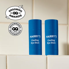 Harry's cooling eye stick open applicator with refill visible for quick twist-in replacement
