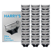 Harry's front packaging showing 24 refill cartridges and brand clarity