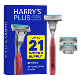 Harry's metal Plus handle front view showing premium balance and durable feel