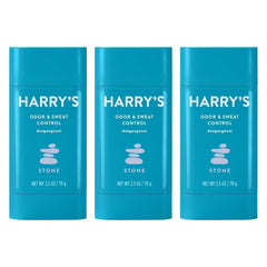 Harry's Stone front pack showing three sticks and Stone scent branding for reliable protection