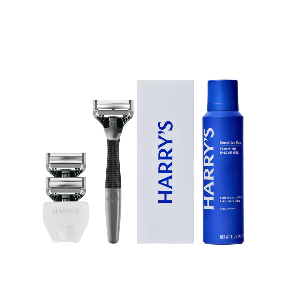 Harry's Truman handle front view showing ergonomic grip and control