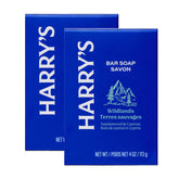Harry's front packaging showing Wildlands scent and two-bar value