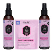HASK front packaging showing duo leave-in bottles and deep conditioner for easy styling